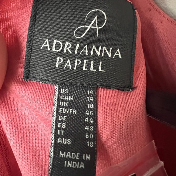 Adrianna Papell Sequin Beaded Blouson Party Dress Sugar Poppy Pink Size 14 - Picture 9 of 12